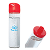 WB8293-500 ML. (17 FL. OZ.) SINGLE WALL GLASS WATER BOTTLE-Clear Glass (bottle) Red (lid)